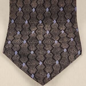 VINTAGE Paco Rabanne Men's Silk Neck Tie Gold Blue Black 55.5"x4"